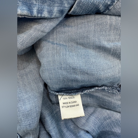 Bella Dahl Denim jeans button down collar blouse tencel shirt - Picture 7 of 12